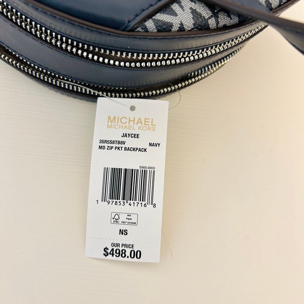 Michael Kors Jaycee Medium Ombré Signature Logo Backpack Navy - Picture 8 of 8